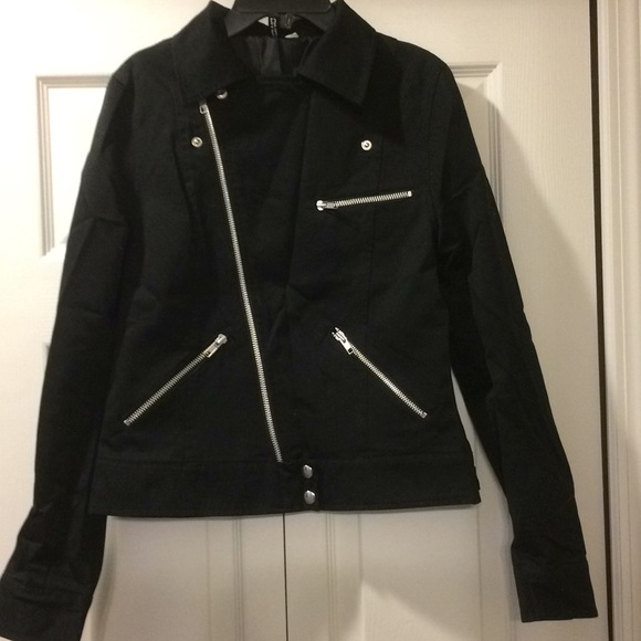 H&M Jackets & Blazers - Black Cotton Biker Jacket